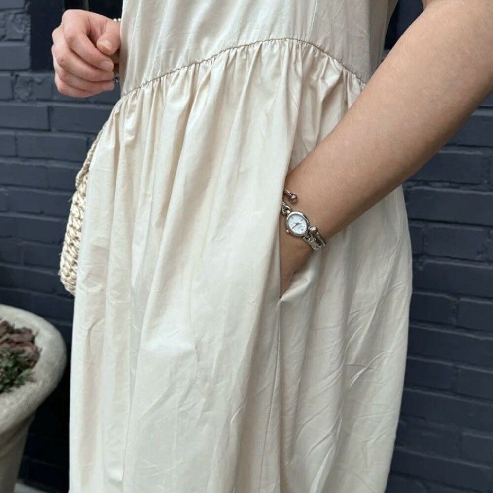 Mable Ava One Shoulder Tiered Maxi Dress Womens Sz L Cream Sleeveless - Picture 4 of 16